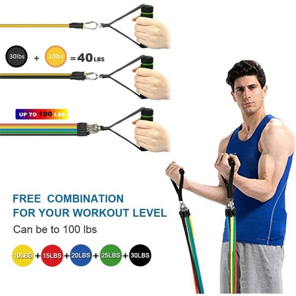 Power Resistance Band Set- Workout Bands Exercise Elastic Pull Rope 11 Pcs Set
