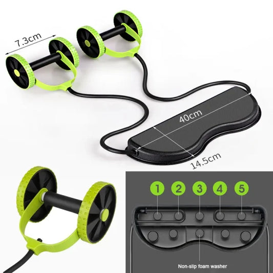 Abs Wheels Roller Abdominal Muscle Resistance Pull Rope Trainer Waist Exercise Multi-functional Home Workout Fitness Equipment (random Color)