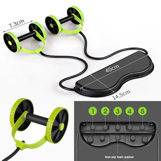 Abs Wheels Roller Abdominal Muscle Resistance Pull Rope Trainer Waist Exercise Multi-functional Home Workout Fitness Equipment (random Color)