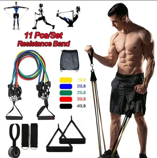 Power Resistance Band Set- Workout Bands Exercise Elastic Pull Rope 11 Pcs Set