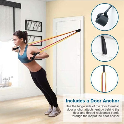 Power Resistance Band Set- Workout Bands Exercise Elastic Pull Rope 11 Pcs Set